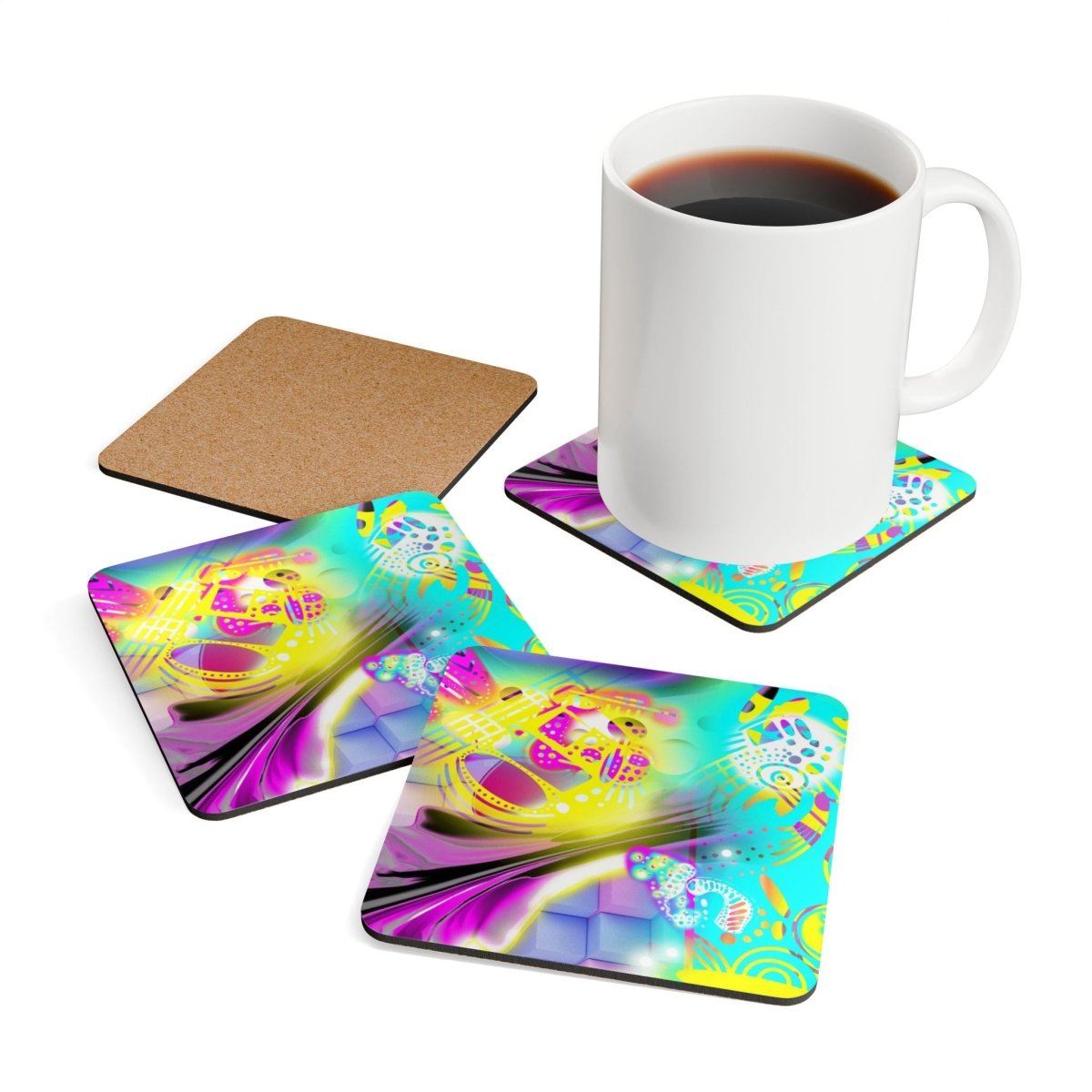 "Color Play" Cork Coaster Set - Brandon Fisher Art